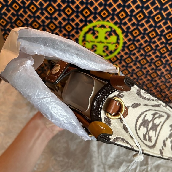 Tory Burch T Monogram Grommet Mini Tote Bag Crossbody Ivory Tan Brown Gold - Picture 5 of 14